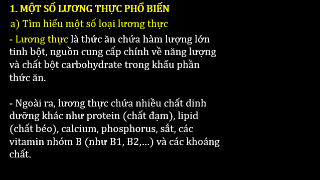 Giáo án điện tử KNTN 6 Chân trời sáng tạo Bài 14: Một số lương thực – thực phẩm | PPT Khoa học tự nhiên 6