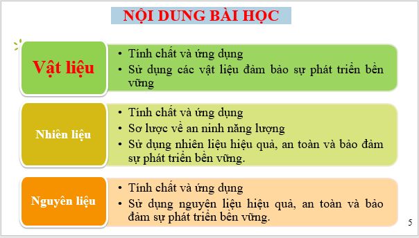 Giáo án điện tử KNTN 6 Cánh diều Bài 8: Một số vật liệu, nhiên liệu và nguyên liệu thông dụng | PPT Khoa học tự nhiên 6