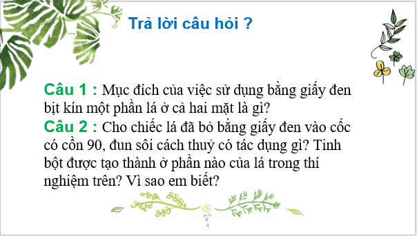 Giáo án điện tử KHTN 7 Chân trời sáng tạo Bài 24: Thực hành chứng minh quang hợp ở cây xanh | PPT Khoa học tự nhiên 7