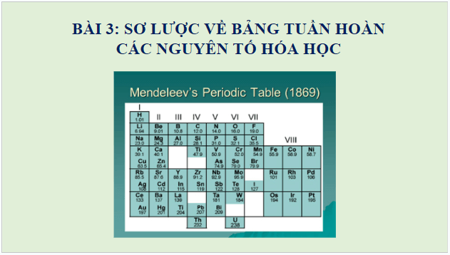 Giáo án điện tử KHTN 7 Cánh diều Bài 3: Sơ lược về bảng tuần hoàn các nguyên tố hóa học | PPT Khoa học tự nhiên 7