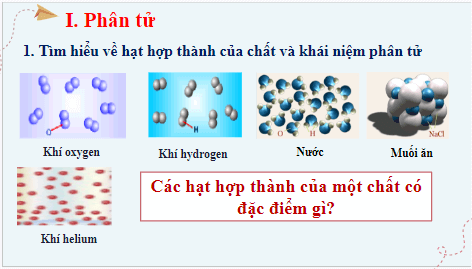 Giáo án điện tử KHTN 7 Chân trời sáng tạo Bài 5: Phân tử - Đơn chất – Hợp chất | PPT Khoa học tự nhiên 7