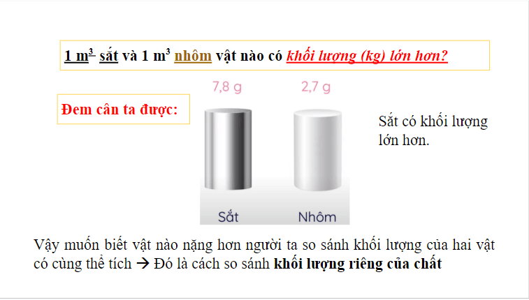 Giáo án điện tử KHTN 8 Kết nối tri thức Bài 13: Khối lượng riêng | PPT Khoa học tự nhiên 8