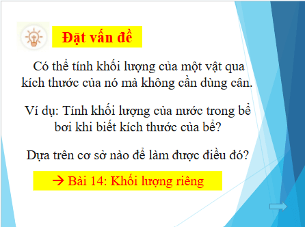 Giáo án điện tử KHTN 8 Cánh diều Bài 14: Khối lượng riêng | PPT Khoa học tự nhiên 8