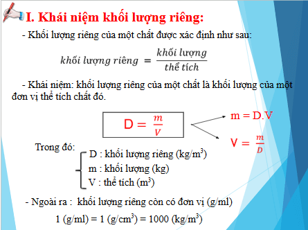 Giáo án điện tử KHTN 8 Cánh diều Bài 14: Khối lượng riêng | PPT Khoa học tự nhiên 8