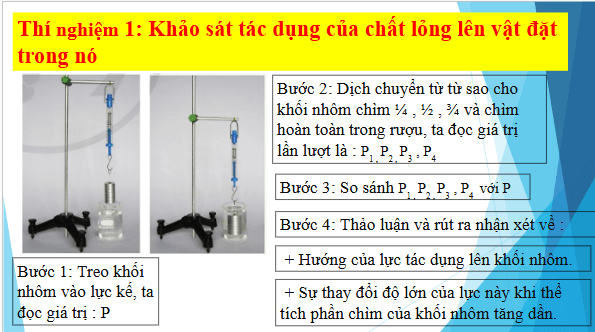 Giáo án điện tử KHTN 8 Cánh diều Bài 15: Tác dụng của chất lỏng lên vật nhúng trong nó | PPT Khoa học tự nhiên 8