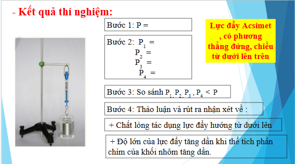 Giáo án điện tử KHTN 8 Cánh diều Bài 15: Tác dụng của chất lỏng lên vật nhúng trong nó | PPT Khoa học tự nhiên 8