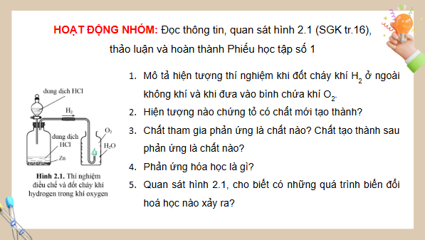 Giáo án điện tử KHTN 8 Cánh diều Bài 2: Phản ứng hóa học và năng lượng của phản ứng hóa học | PPT Khoa học tự nhiên 8