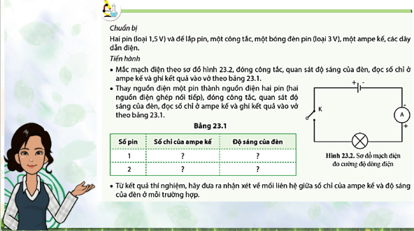 Giáo án điện tử KHTN 8 Cánh diều Bài 23: Cường độ dòng điện và hiệu điện thế | PPT Khoa học tự nhiên 8