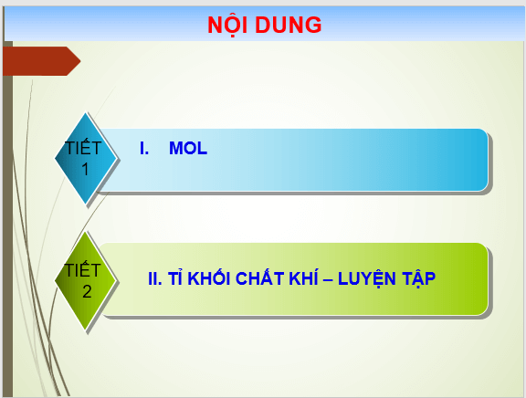 Giáo án điện tử KHTN 8 Kết nối tri thức Bài 3: Mol và tỉ khối chất khí | PPT Khoa học tự nhiên 8