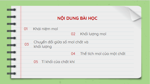 Giáo án điện tử KHTN 8 Cánh diều Bài 4: Mol và tỉ khối của chất khí | PPT Khoa học tự nhiên 8
