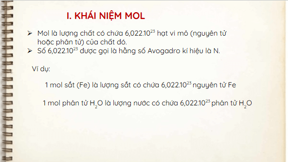 Giáo án điện tử KHTN 8 Cánh diều Bài 4: Mol và tỉ khối của chất khí | PPT Khoa học tự nhiên 8