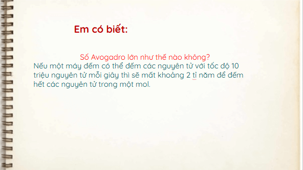 Giáo án điện tử KHTN 8 Cánh diều Bài 4: Mol và tỉ khối của chất khí | PPT Khoa học tự nhiên 8