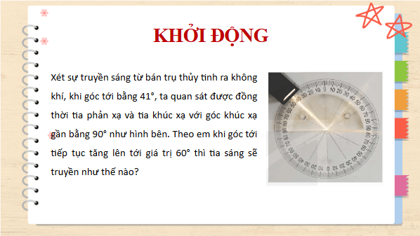 Giáo án điện tử KHTN 9 Kết nối tri thức Bài 6: Phản xạ toàn phần | PPT Khoa học tự nhiên 9