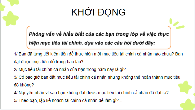 Giáo án điện tử KTPL 10 Cánh diều Bài 10: Lập kế hoạch tài chính cá nhân | PPT Kinh tế Pháp luật 10