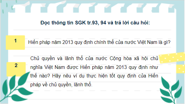 Giáo án điện tử KTPL 10 Kết nối tri thức Bài 15: Nội dung cơ bản của Hiến pháp Việt Nam về chế độ chính trị | PPT Kinh tế Pháp luật 10