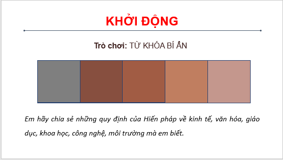 Giáo án điện tử KTPL 10 Cánh diều Bài 17: Hiến pháp nước Cộng hòa xã hội chủ nghĩa Việt Nam về kinh tế, văn hóa, giáo dục, khoa học, công nghệ và môi trường | PPT Kinh tế Pháp luật 10