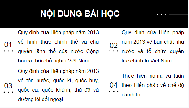 Giáo án điện tử KTPL 10 Chân trời sáng tạo Bài 21: Nội dung cơ bản của Hiến pháp nước Cộng hòa xã hội chủ nghĩa Việt Nam năm 2013 về chính trị | PPT Kinh tế Pháp luật 10