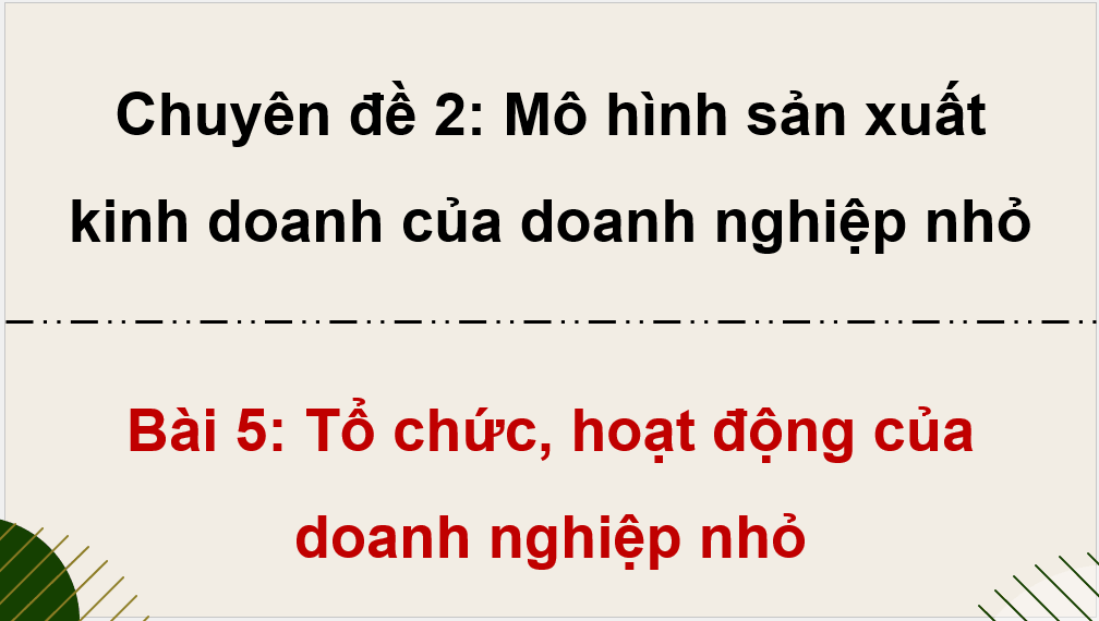 Giáo án điện tử Chuyên đề KTPL 10 Kết nối tri thức Bài 5: Tổ chức, hoạt động của doanh nghiệp nhỏ | PPT Chuyên đề Kinh tế Pháp luật 10