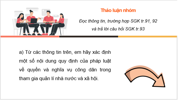 Giáo án điện tử KTPL 11 Cánh diều Bài 13: Quyền và nghĩa vụ của công dân trong tham gia quản lí nhà nước và xã hội | PPT Kinh tế Pháp luật 11