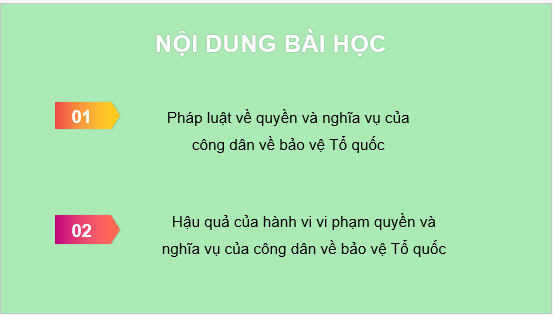 Giáo án điện tử KTPL 11 Cánh diều Bài 16: Quyền và nghĩa vụ công dân về bảo vệ Tổ quốc | PPT Kinh tế Pháp luật 11