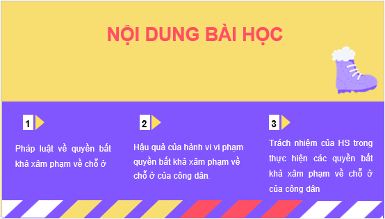 Giáo án điện tử KTPL 11 Cánh diều Bài 18: Quyền bất khả xâm phạm về chỗ ở | PPT Kinh tế Pháp luật 11