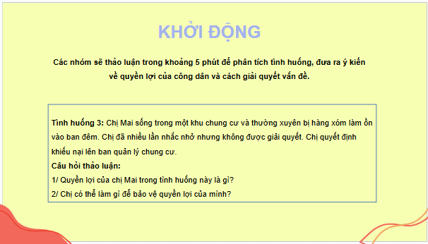 Giáo án điện tử KTPL 11 Chân trời sáng tạo Bài 18: Quyền bất khả xâm phạm về chỗ ở | PPT Kinh tế Pháp luật 11