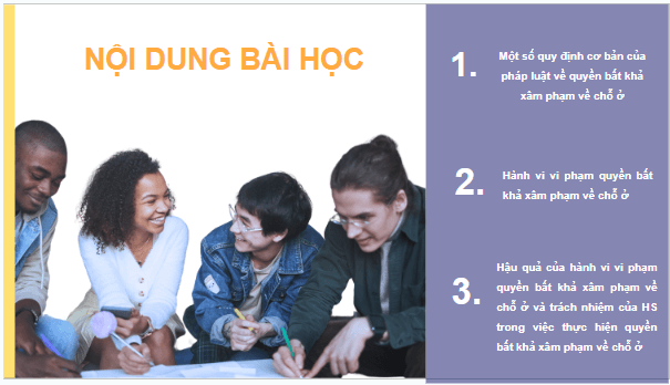 Giáo án điện tử KTPL 11 Chân trời sáng tạo Bài 18: Quyền bất khả xâm phạm về chỗ ở | PPT Kinh tế Pháp luật 11