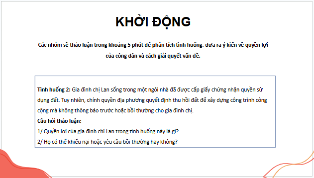 Giáo án điện tử KTPL 11 Kết nối tri thức Bài 18: Quyền bất khả xâm phạm về chỗ ở của công dân | PPT Kinh tế Pháp luật 11