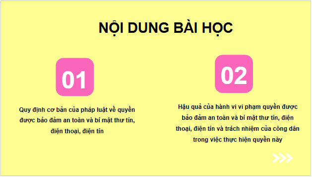 Giáo án điện tử KTPL 11 Chân trời sáng tạo Bài 19: Quyền được bảo đảm an toàn và bí mật thư tín, điện thoại, điện tín | PPT Kinh tế Pháp luật 11