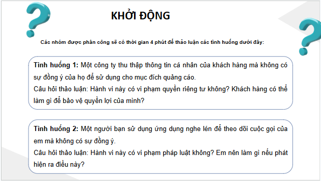 Giáo án điện tử KTPL 11 Kết nối tri thức Bài 19: Quyền được đảm bảo an toàn và bí mật thư tín, điện thoại, điện tín của công dân | PPT Kinh tế Pháp luật 11