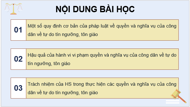 Giáo án điện tử KTPL 11 Cánh diều Bài 21: Quyền và nghĩa vụ công dân về tự do tín ngưỡng và tôn giáo | PPT Kinh tế Pháp luật 11