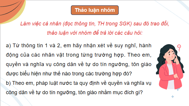 Giáo án điện tử KTPL 11 Cánh diều Bài 21: Quyền và nghĩa vụ công dân về tự do tín ngưỡng và tôn giáo | PPT Kinh tế Pháp luật 11