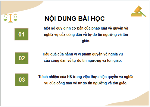 Giáo án điện tử KTPL 11 Kết nối tri thức Bài 21: Quyền và nghĩa vụ của công dân về tự do tín ngưỡng và tôn giáo | PPT Kinh tế Pháp luật 11