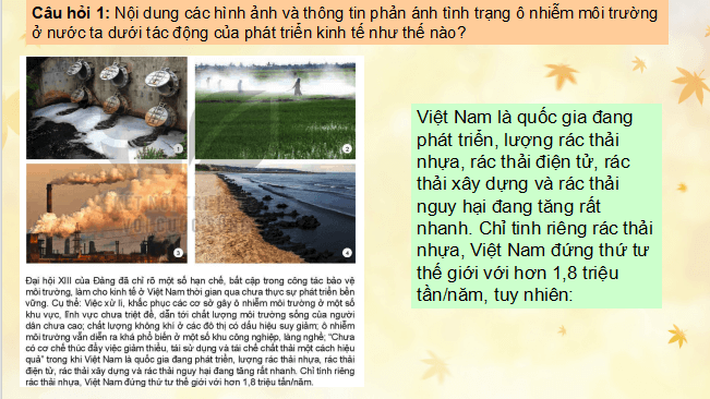 Giáo án điện tử Chuyên đề KTPL 11 Kết nối tri thức Bài 1: Tác động tiêu cực và nguyên nhân phát sinh tác động của phát triển kinh tế đến môi trường tự nhiên | PPT Chuyên đề Kinh tế Pháp luật 11