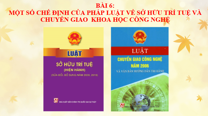 Giáo án điện tử Chuyên đề KTPL 11 Kết nối tri thức Bài 6: Một số chế định của pháp luật về sở hữu trí tuệ và chuyển giao công nghệ | PPT Chuyên đề Kinh tế Pháp luật 11