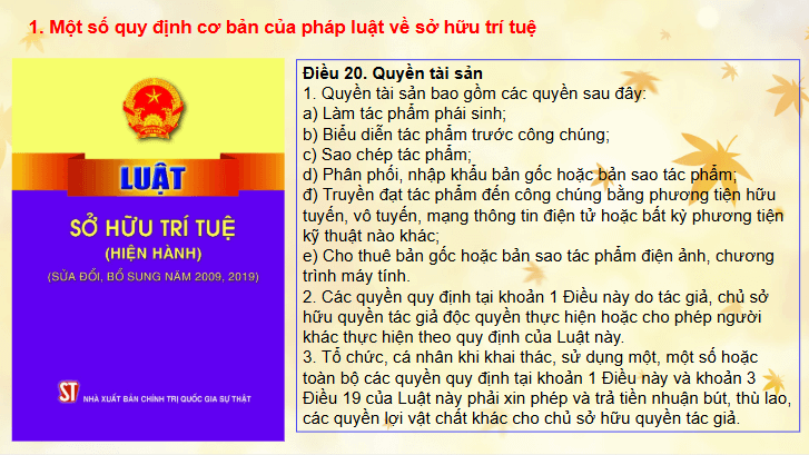 Giáo án điện tử Chuyên đề KTPL 11 Kết nối tri thức Bài 6: Một số chế định của pháp luật về sở hữu trí tuệ và chuyển giao công nghệ | PPT Chuyên đề Kinh tế Pháp luật 11