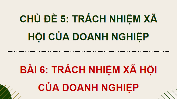 Giáo án điện tử KTPL 12 Chân trời sáng tạo Bài 6: Trách nhiệm xã hội của doanh nghiệp | PPT Kinh tế Pháp luật 12