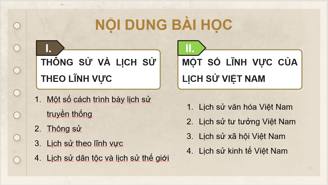 Giáo án điện tử Chuyên đề Sử 10 Kết nối tri thức Một số lĩnh vực của lịch sử Việt Nam | PPT Chuyên đề Lịch sử 10