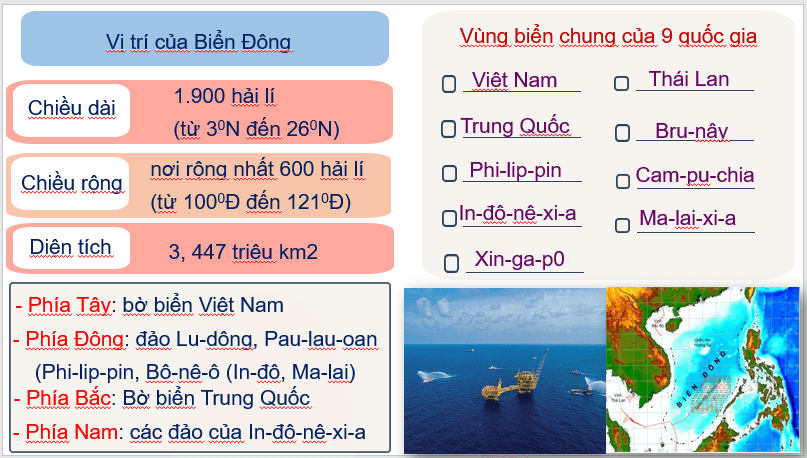 Giáo án điện tử Lịch Sử 11 Cánh diều Bài 12: Vị trí và tầm quan trọng của biển Đông | PPT Lịch Sử 11