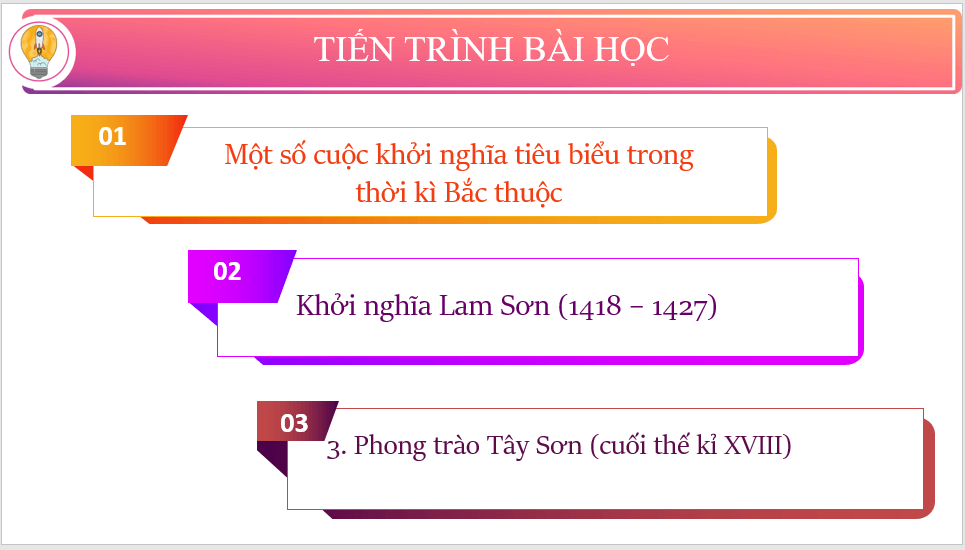 Giáo án điện tử Lịch Sử 11 Kết nối tri thức Bài 8: Một số cuộc khởi nghĩa và chiến tranh giải phóng trong lịch sử Việt Nam | PPT Lịch Sử 11