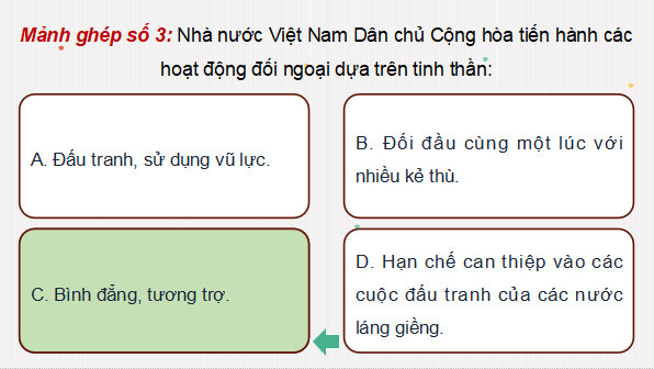 Giáo án điện tử Lịch Sử 12 Kết nối Bài 13: Hoạt động đối ngoại của Việt Nam trong kháng chiến chống Pháp (1945 - 1954) và kháng chiến chống Mỹ (1954 - 1975) | PPT Sử 12 Kết nối tri thức