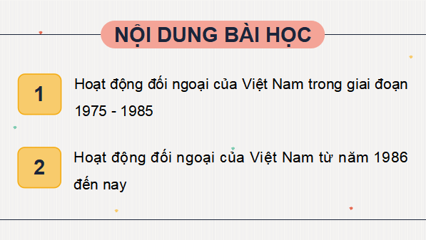 Giáo án điện tử Lịch Sử 12 Cánh diều Bài 13: Hoạt động đối ngoại của Việt Nam từ năm 1975 đến nay | PPT Lịch Sử 12