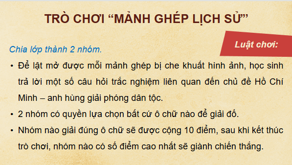 Giáo án điện tử Lịch Sử 12 Chân trời Bài 15: Hồ Chí Minh - Anh hùng Giải phóng dân tộc | PPT Sử 12 Chân trời sáng tạo