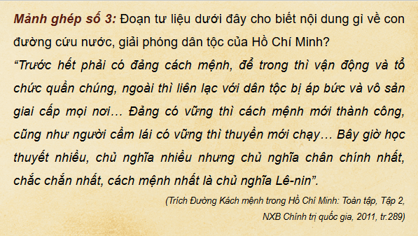 Giáo án điện tử Lịch Sử 12 Chân trời Bài 15: Hồ Chí Minh - Anh hùng Giải phóng dân tộc | PPT Sử 12 Chân trời sáng tạo