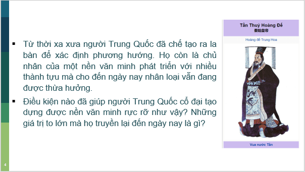 Giáo án điện tử Lịch Sử 6 Cánh diều Bài 8: Trung Quốc từ thời cổ đại đến thế kỉ VII | PPT Lịch Sử 6