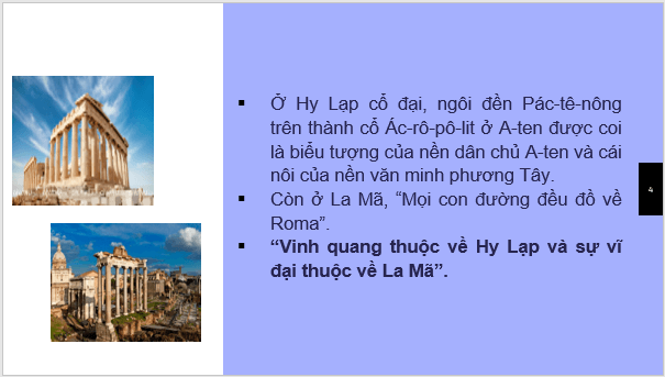 Giáo án điện tử Lịch Sử 6 Cánh diều Bài 9: Hy Lạp và La Mã cổ đại | PPT Lịch Sử 6