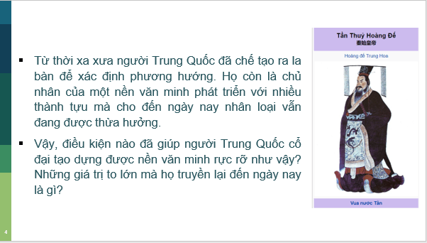 Giáo án điện tử Lịch Sử 6 Chân trời sáng tạo Bài 9: Trung Quốc từ thời cổ đại đến thế kỉ VII | PPT Lịch Sử 6