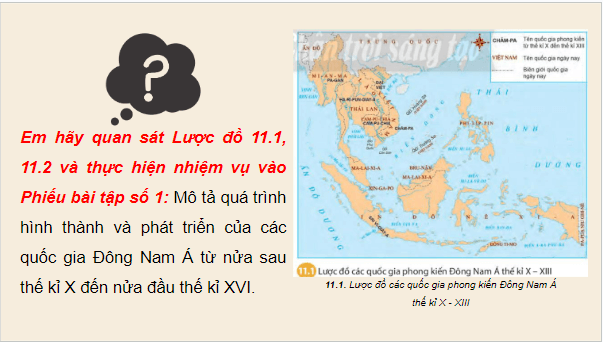 Giáo án điện tử Lịch Sử 7 Chân trời sáng tạo Bài 11: Khái quát về Đông Nam Á từ nửa sau thế kỉ X đến nửa đầu thế kỉ XVI | PPT Lịch Sử 7