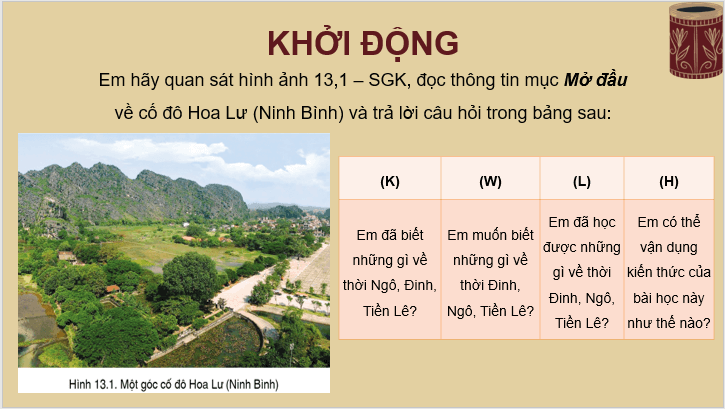 Giáo án điện tử Lịch Sử 7 Cánh diều Bài 13: Công cuộc xây dựng và bảo vệ đất nước thời Ngô, Đinh, Tiền Lê (939-1009) | PPT Lịch Sử 7