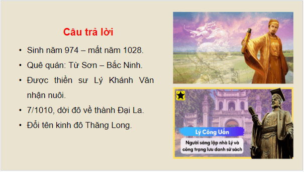 Giáo án điện tử Lịch Sử 7 Cánh diều Bài 14: Công cuộc xây dựng đất nước thời Lý (1009-1225) | PPT Lịch Sử 7